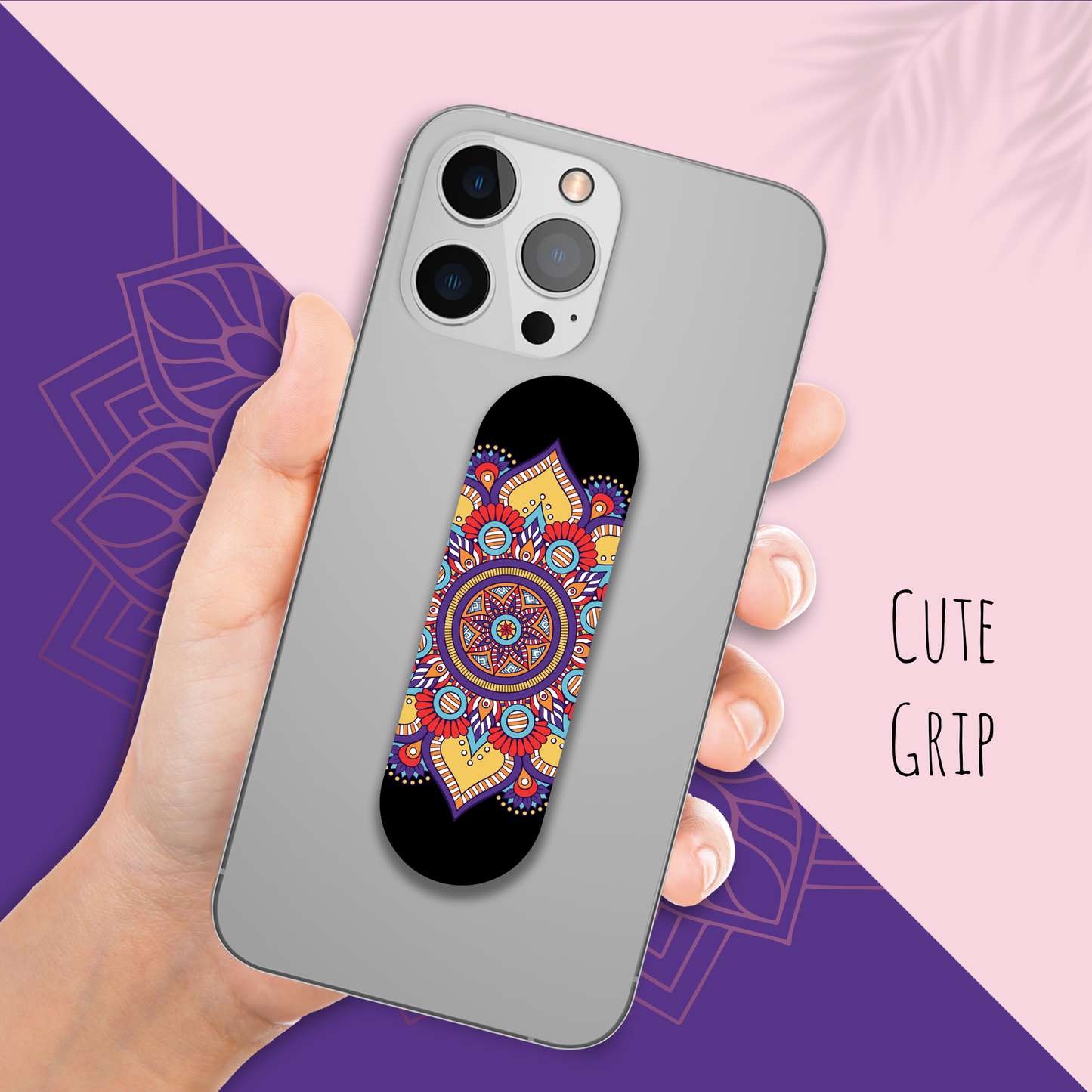 Finger Grip & Selfie Holder - Mandala & Black (Pack of 2)