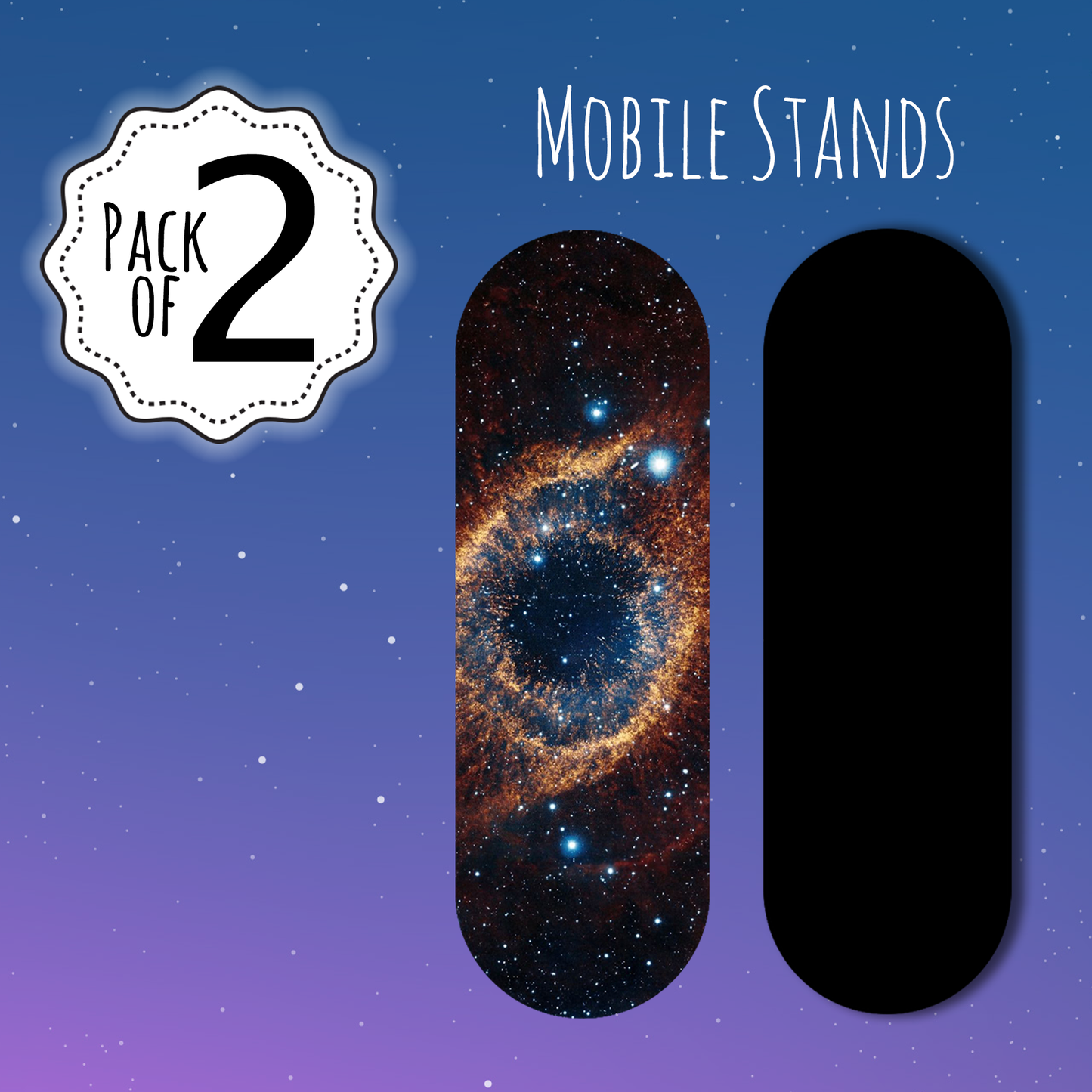 Finger Grip & Selfie Holder - Nebula Eye & Black (Pack of 2)