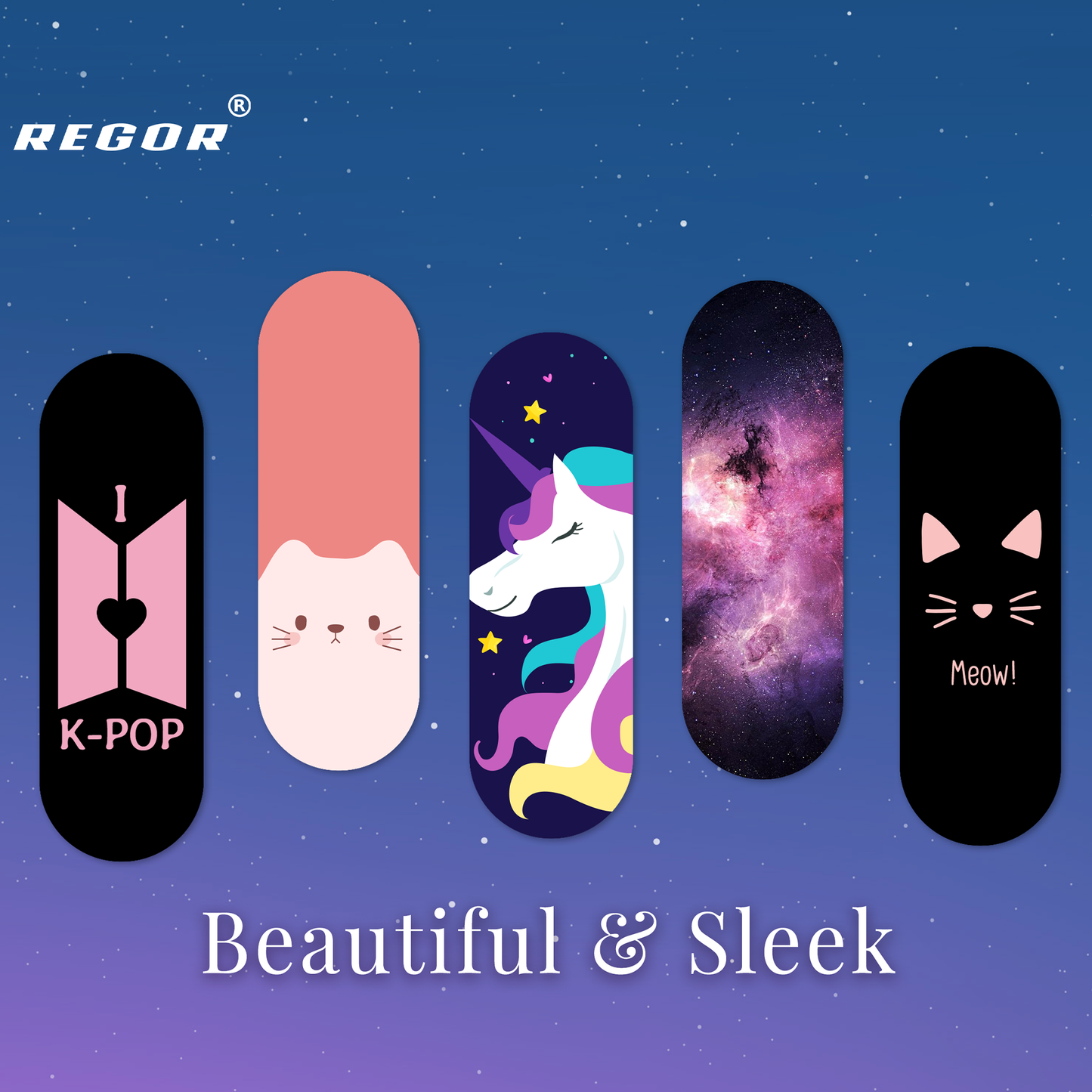 Finger Grip & Selfie Holder - Nebula Eye & Black (Pack of 2)