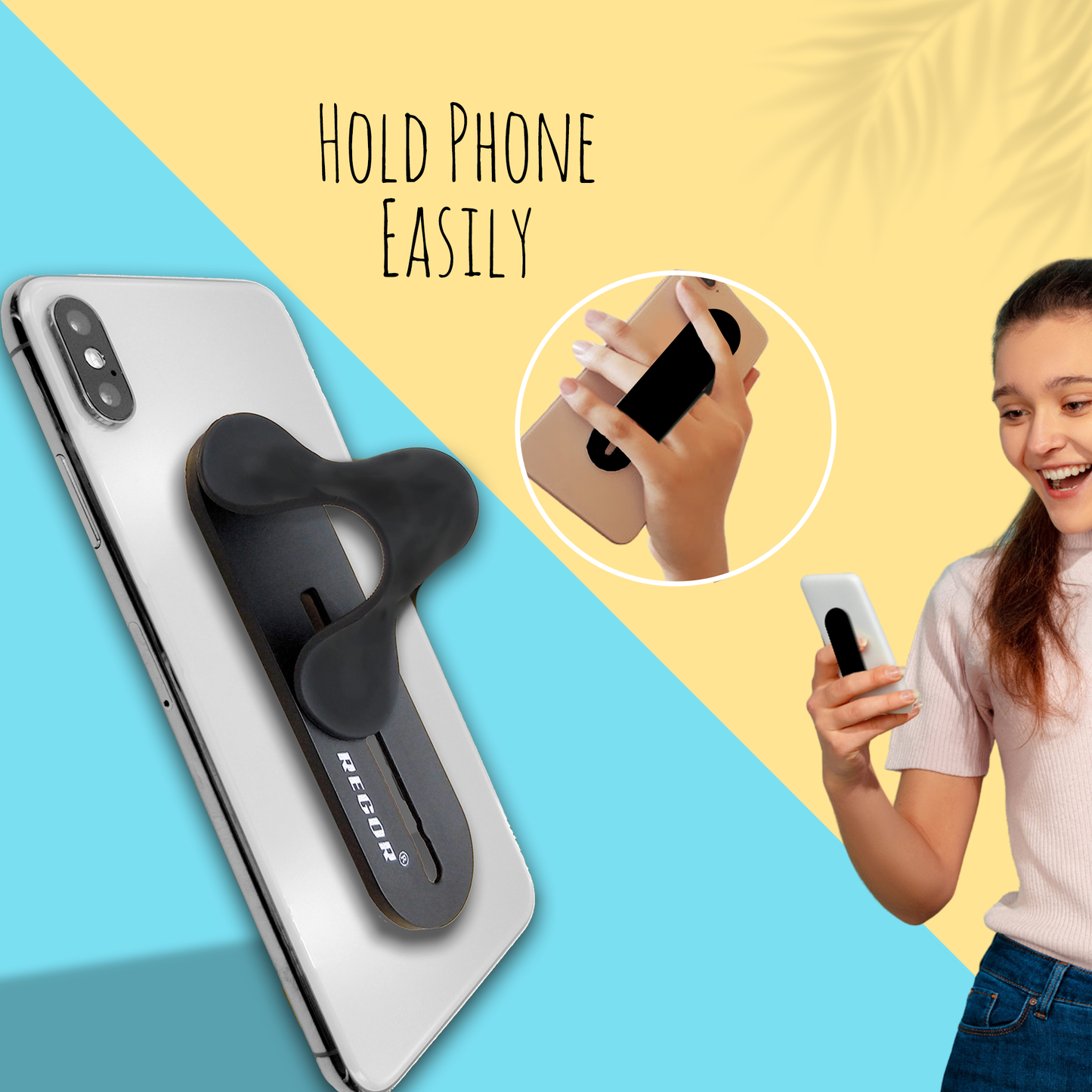 Finger Grip & Selfie Holder - Black (Pack of 3)