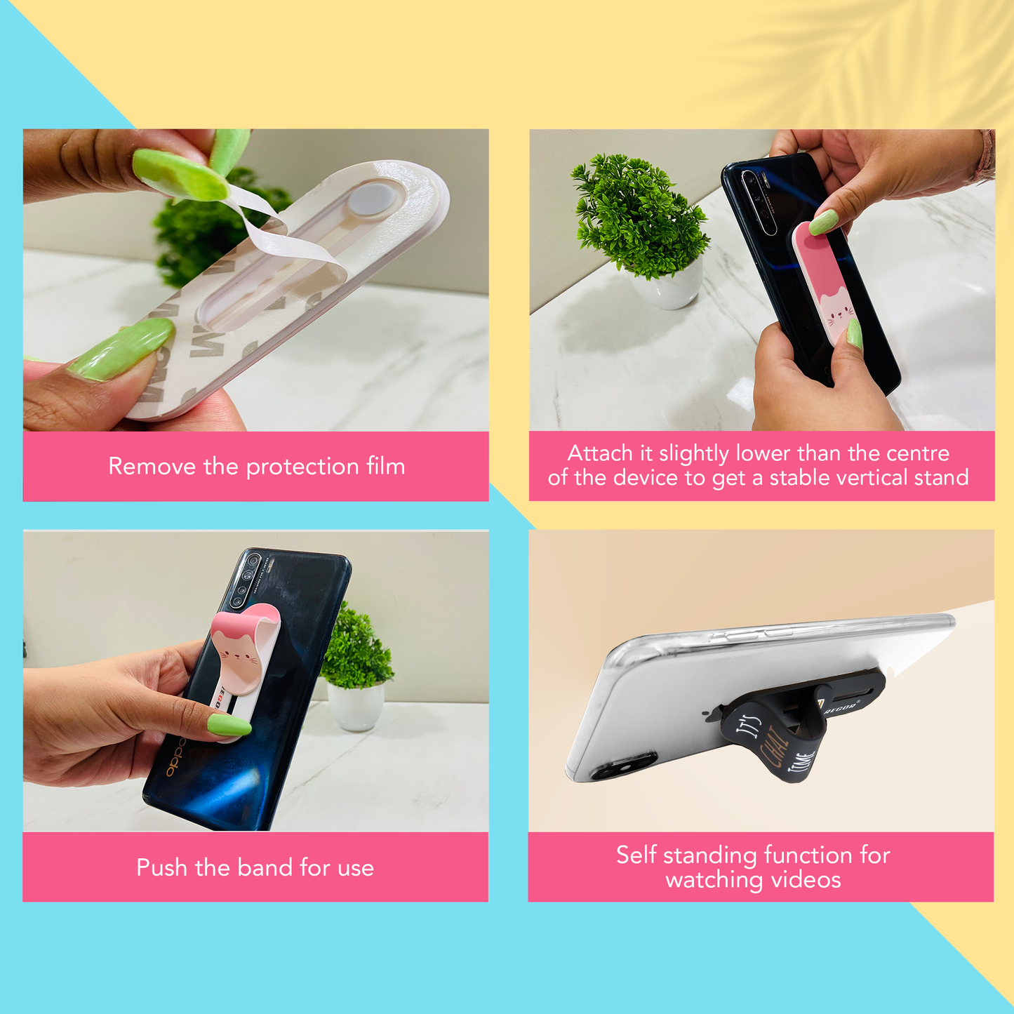 Finger Grip & Selfie Holder - Black (Pack of 3)