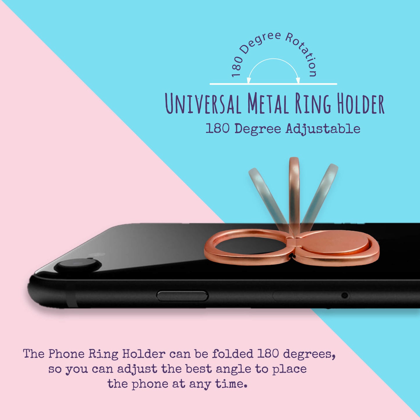 Finger Grip & Selfie Holder - Metal (Rose)