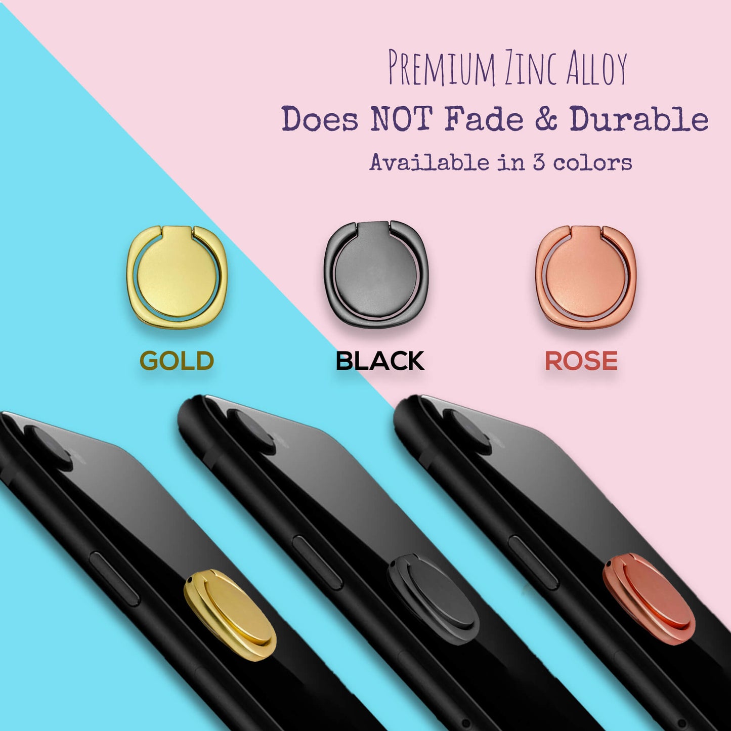 Finger Grip & Selfie Holder - Metal (Rose)