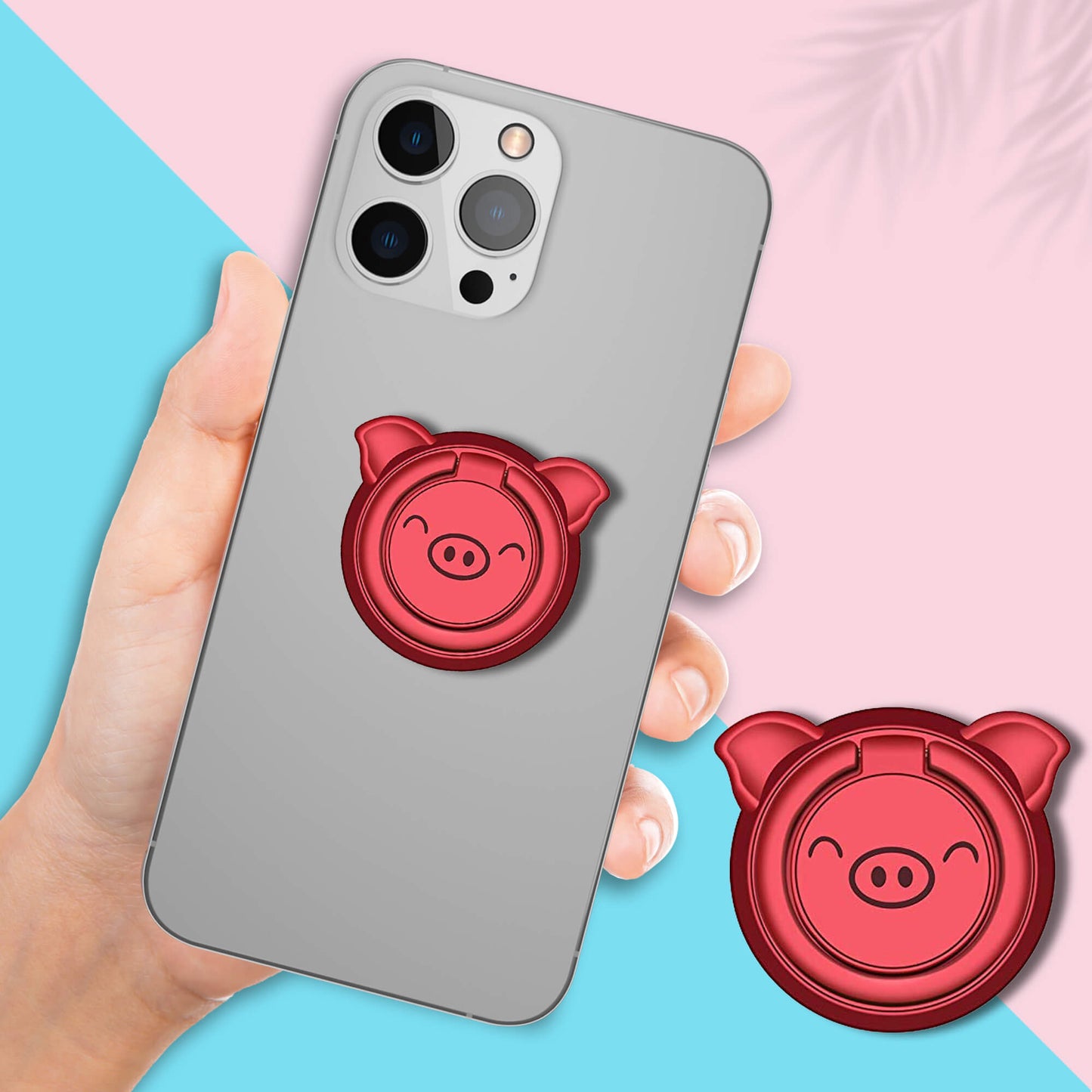 Finger Grip & Selfie Holder - Pig (Red)
