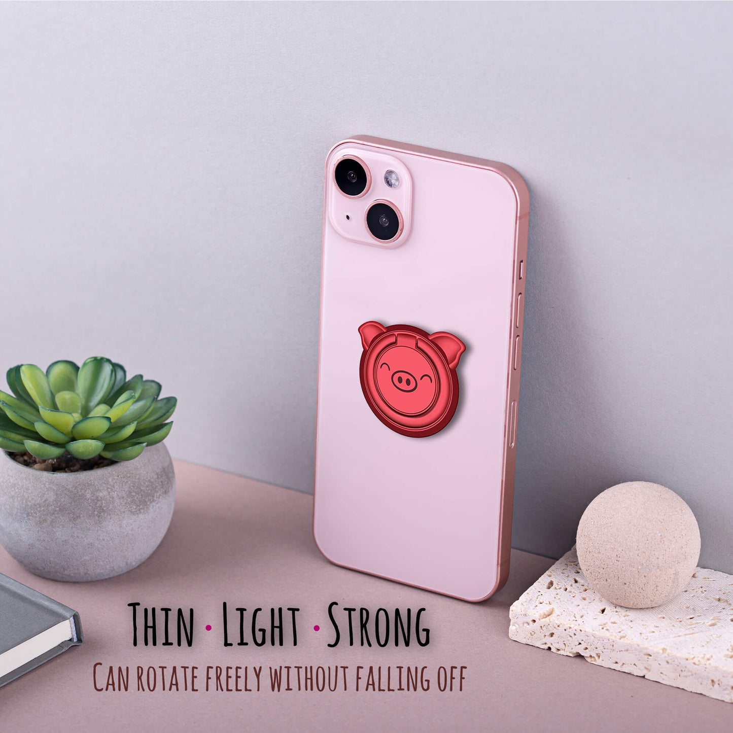 Finger Grip & Selfie Holder - Pig (Red)