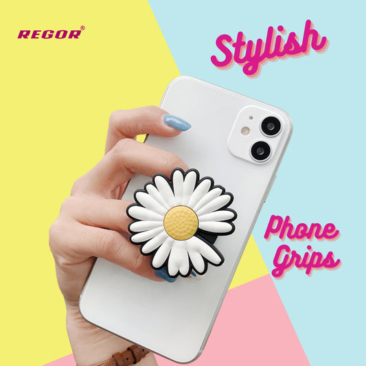 Phone Grip & Selfie Holder - White Flower