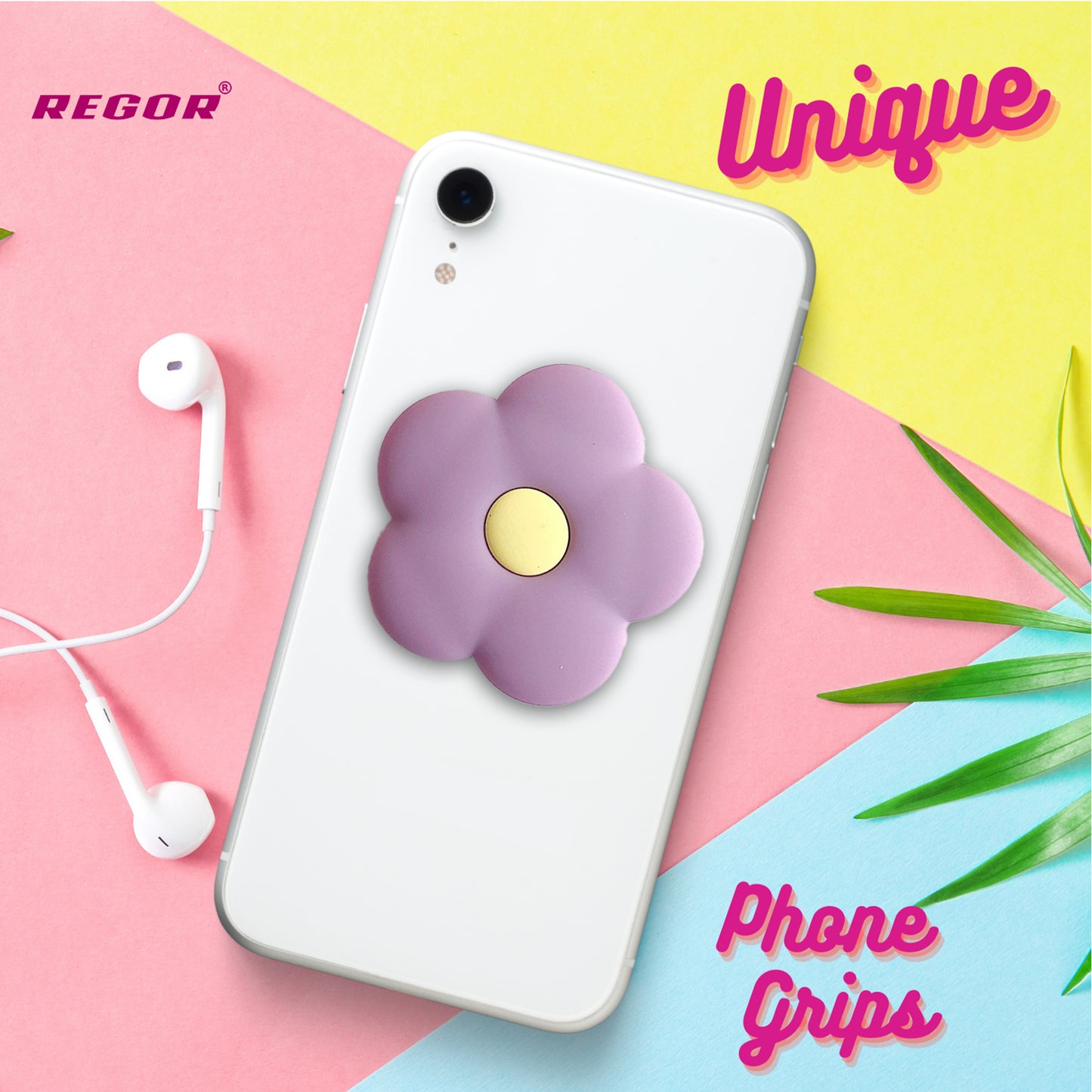 Phone Grip & Selfie Holder - Purple Flower