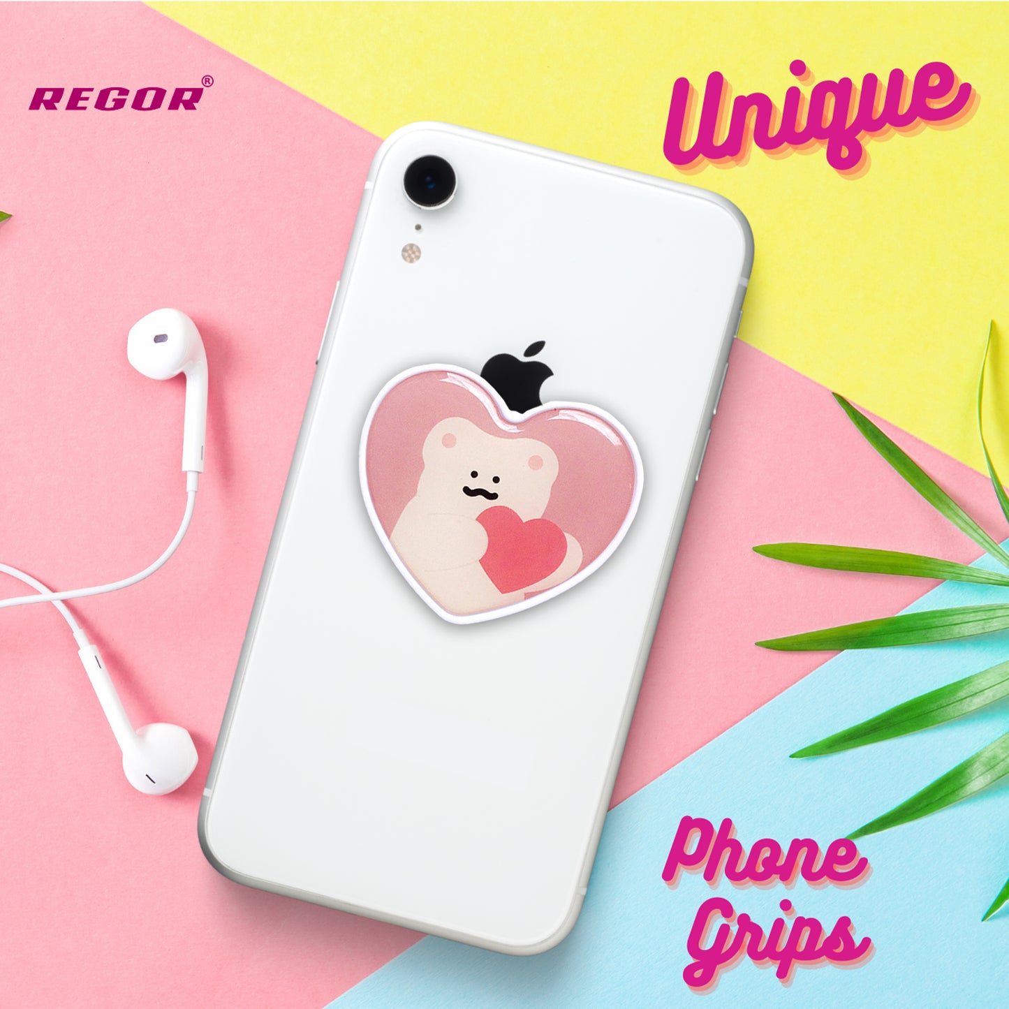 Phone Grip & Selfie Holder - Pink Bear Heart