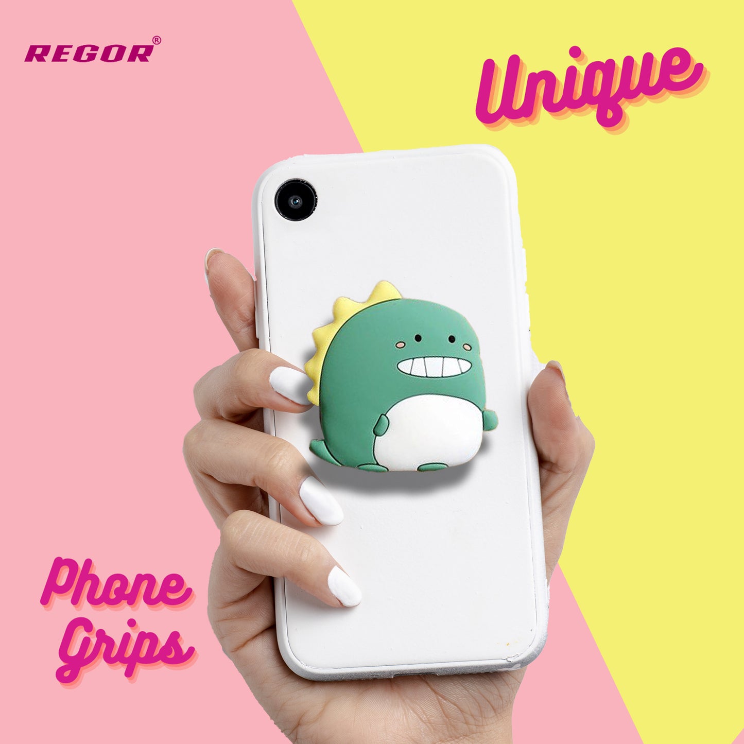 Phone Grip & Selfie Holder - Green Dino