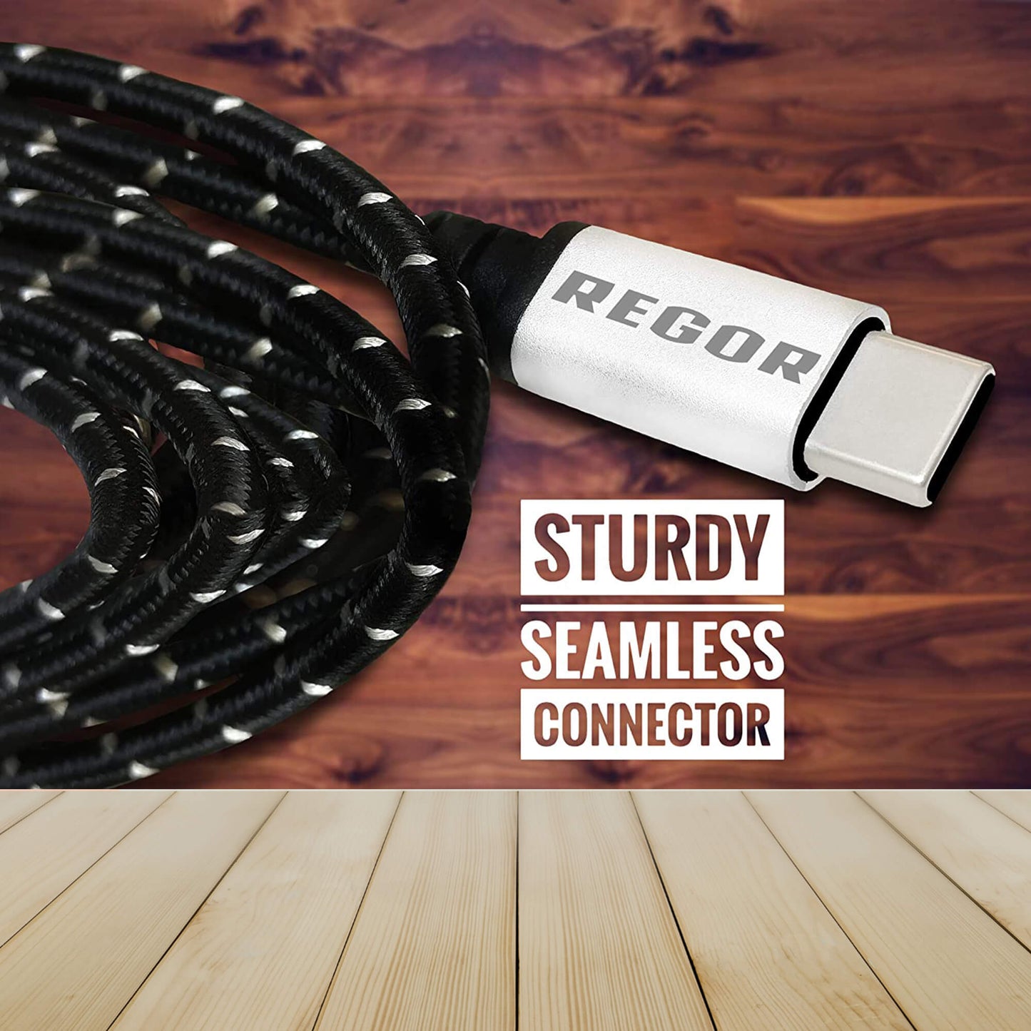 Regor TYPE-C cable, 5 Ft/1.5Mtr, RUGGED Connectors,Nylon Braided for Type-C Devices