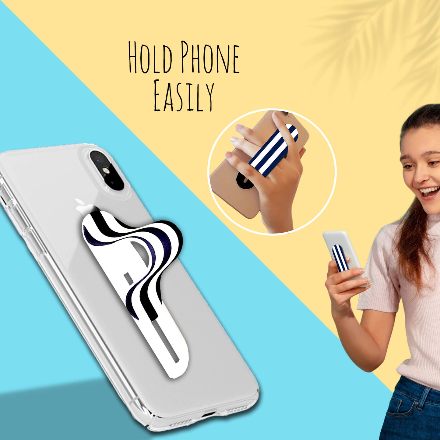 Finger Grip & Selfie Holder - Navy Stripes